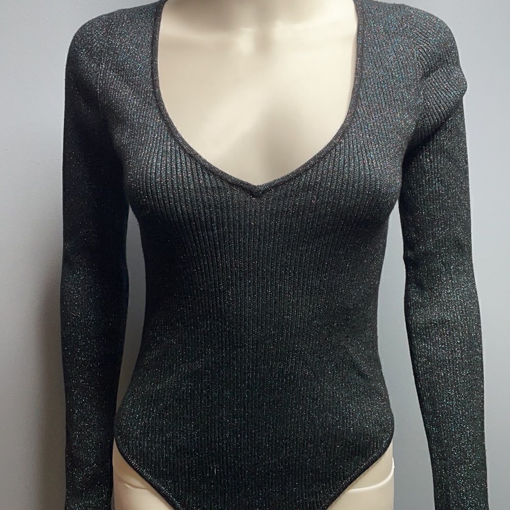 Kendall & Kylie Shimmer Body Suit V neck